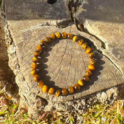 TaHLga 6MM Yellow Tigers Eye Beaded Bracelet for Men | Natural Solar Plexus Chakra Gemstones | Bring Luck Wealth Courage | Protection from Evil | Gift