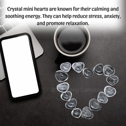 Amazing Gemstone Clear Quartz Stone Heart - Pack of 10 Crystal Heart Stones Rocks - Corazones De Piedra Crystals and Healing Stones Heart Shaped Crystal - Stocking Stuffers Gifts