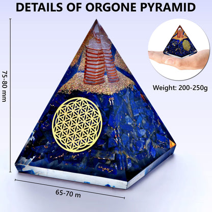 Anaya Agate Crystal Pyramid, Handmade Lapis Lazuli Orgone Pyramid for Positive Energy, Healing Stones for Meditation, Yoga, Orgonite Pyramids for Inner Truth, Life Clarity, Christmas Gifts for Women