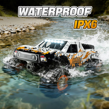 1:10 Amphibious Remote Control Car, 2.4 GHz Waterproof Monster Truck Toys RC Cars, 4WD All Terrain Off-Road Pickup RC Trucks , 2 Batteries 60Mins Play, Kids Toy Gift for Adults Kids Boys Girls