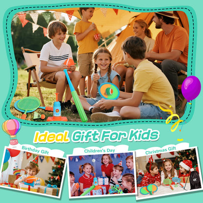 Outdoor Toys for Kids Ages 4-8, 8-in-1 Backyard Games Set with Multiple Sports Activities, Outdoor Family Play for Boys and Girls, Ideal for Parties, Camping & Birthday Gifts
