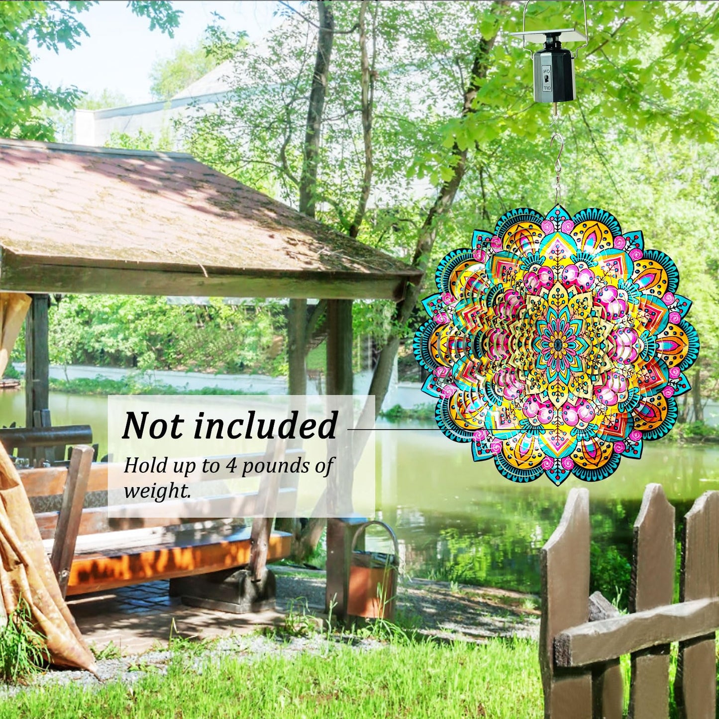 Aoedelyart Solar Powered Wind Spinner Motor Eco-Friendly,Outdoor Solar Energy Operated Hanging Display Mobile Rotating Motor for Sun Catchers,Wind Chime,Garden Decor,Hanging Ornament-Black