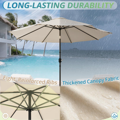 LUE BONA 10FT Patio Umbrella, Waterproof Outdoor Market Umbrella with Easy Crank & Tilt, Patio Table Umbrella for Deck Garden Backyard Pool, Beige