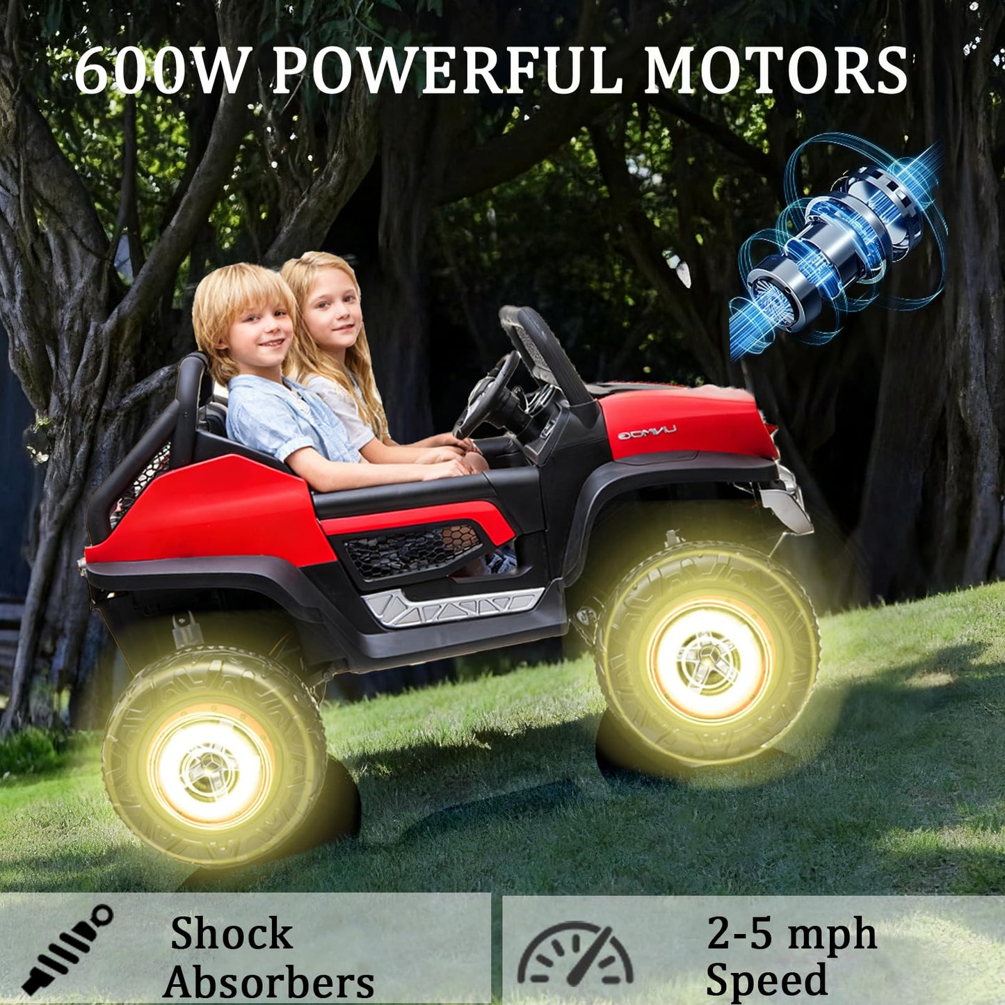 LUIBAS 24V 4WD 2-Seater Kids Ride on Toy Car W/Parents Remote Control, Licensed Benz Unimog 4x4 Electric Vehicle Side by Side Kids UTV with Music Play, Bluetooth, Outdoor for Boys and Girls, Pink
