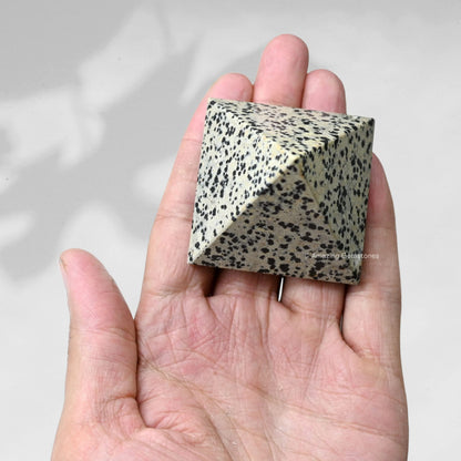 Amazing Gemstone Dalmatian Jasper Pyramid Crystal Healing Stones - 2" Great Pyramid Figurine of Natural Stone Pyramid for Meditation, Reiki, Chakra Balancing and Crystal Pyramids Grid