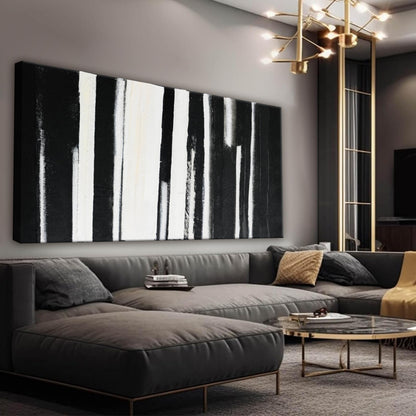 QSQ Black and White Abstract Wall Art Decor Modern Decorations Home Paintings Minimalist Stripes Artwork for Living Room Bedroom Office 20"40"