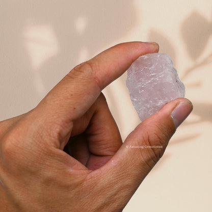 Rose Quartz Raw Crystals and Healing Stones, Natural Rocks for Tumbling and DIY Raw Stones and Crystals (1 Piece)