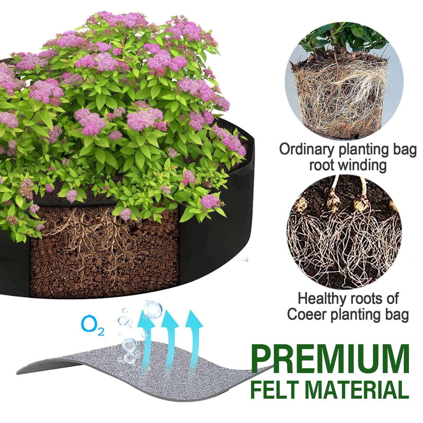 ZtohPyo 2-Pack 50 Gallon Plant Grow Bags, Large Fabric Raised Garden Bed with Handles,Durable Garden Beds Planters Aeration Gardening Container to Grow Vegetables for Outdoor Plants