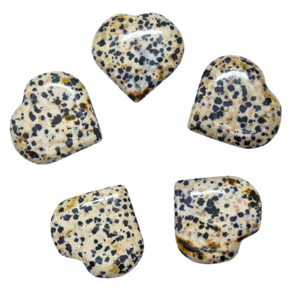 Amazing Gemstone Dalmatian Jasper Stone Heart - Pack of 2 Crystal Heart Stones Rocks - Corazones De Piedra Crystals and Healing Stones Heart Shaped Crystal - Stocking Stuffers Gifts