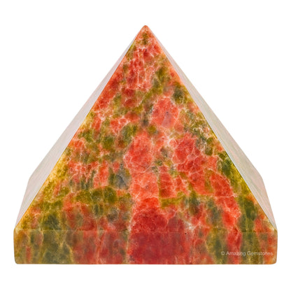 Amazing Gemstone Unakite Pyramid Crystal Healing Stones - 1.5" Great Pyramid Figurine of Natural Stone Pyramid for Meditation, Reiki, Chakra Balancing and Crystal Pyramids Grid