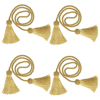 4 Pack Curtain Tiebacks Window Curtain Tiebacks Decorative Tassels Tieback Gold Rope with Tassels for Home Window Office Decoration(Gold)
