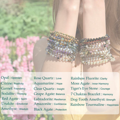 Farfume Strawberry Quartz - Love & Warmth - Crystal Beaded Bracelets, Chakra 4mm Natural Stone Beads Bracelets, Gemstone Spiritual Jewelry Gifts for Mother's Day