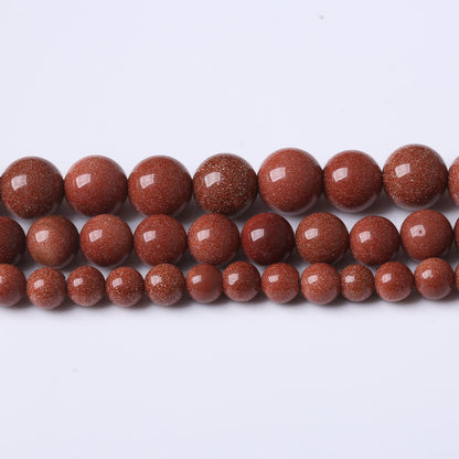 10MM Gold Sand Stone Round Loose Beads Natural Gem Beads Crystal Energy Stone Beads for Jewelry Making DIY Bracelet Necklace