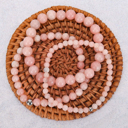 BONNY BOXX 6mm Natural Stretch Pink Opal Bracelet for Unisex, Handmade Elastic Healing Crystal Gemstone Bracelet Yoga Stress Relief Gift for Men Women