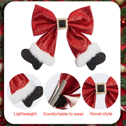 Christmas Hair Clips， red christmas sparkly bow hair clip，Christmas Hair Accessories for Girls Women Costume Accessory Xmas Party Gifts