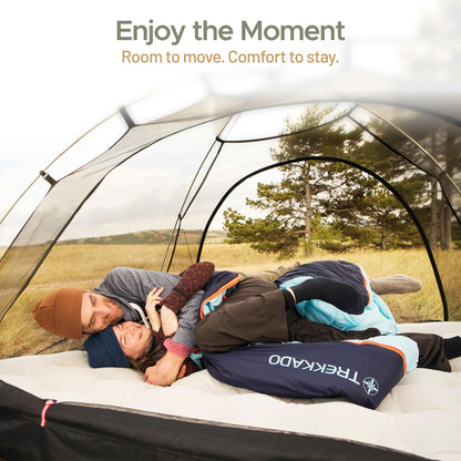 Trekkado DuraHike Lightweight Camping Sleeping Bag for Adults — Roomy Rectangular Comfort, Secure Pad Attachment, Compact & Packable, 10°C / 50°F Comfort – Classic Blue