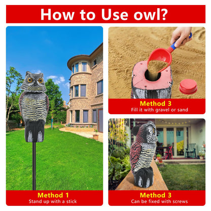Cifavor Fake Owl for Garden with Rotating Head,Realistic Eyes & Waterproof Shape