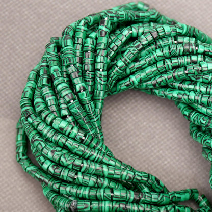 BONNY BOXX 150PCs Natural Malachite Spacer Beads, Loose Semi Precious Flat Round Gemstone Heishi Disc Stone Beads for Beading Jewelry Making 4mm*2mm