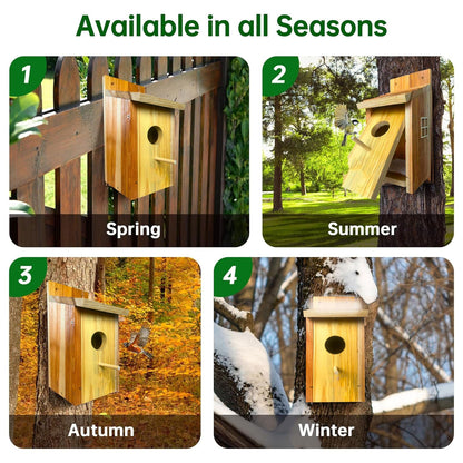 LENEDI Bird House, Wood Bird Houses for Outside, Cedar Birdhouse for Outdoors, Bluebird Houses for Outside, Waterproof Birdhouse for Wren Bluebirds Finches Swallows, Assembling Need