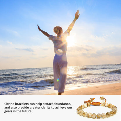 ANAYA AGATE Healing Crystal Bracelet – Chic Gemstone Bracelet for Men and Women – 8mm Round Bead Bracelets for Spiritual Healing, Protection, Positive Energy - Citrine Natural