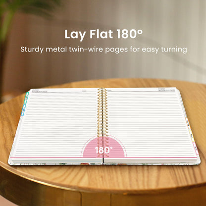 Large Spiral Lined Notebooks for Work with Removable Dividers & Tabs, 8.5"x11" Pretty Hardcover 5 Subject Notebook Journal for Women, College Ruled, Perfect for Study & Office Organization, 280 Pages,Wildflowers