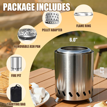 Tabletop Fire Pit - Smokeless 6 Inch Table Top Firepit for Outside Small Portable Fire Pits with Carry Bag Mini Pellet Stove for Camping Backyard Patio Garden Picnic