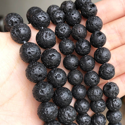 8mm Black Lava Rock Natural Stone Beads Round Loose Beads for Jewelry Making Yochus DIY Beads Bracelet Necklace