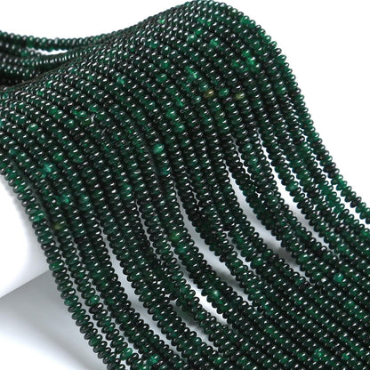 150PCS 2x4mm Natural Blackish Green Jade Stone Rondelle Beads Abacus Disk Stone Beads Round Loose Spacer Gemstone for DIY Bracelet Necklace Jewelry Making