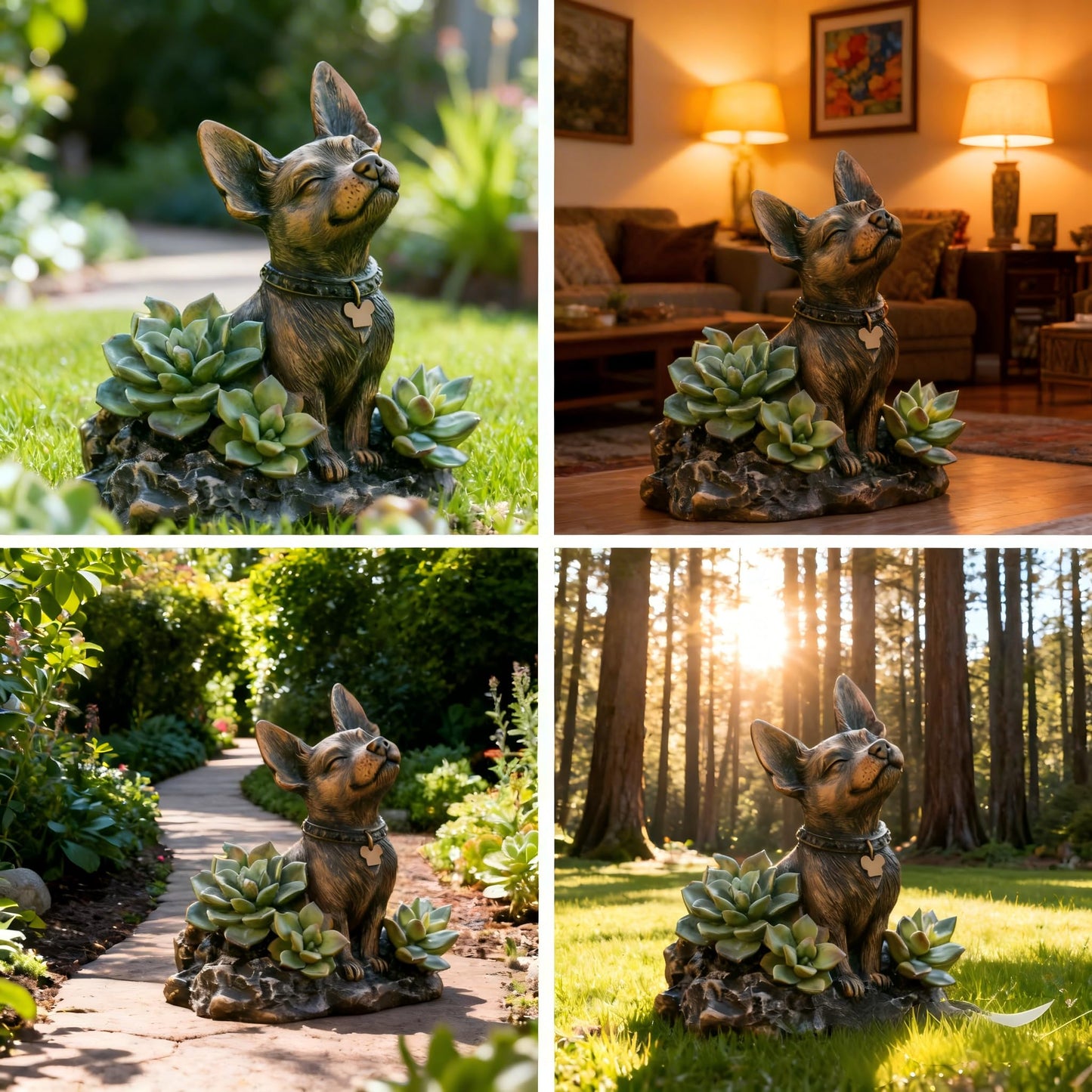 IVCOOLE Solar Dog Garden Statue - Outdoor Dog Decor with Solar Light, Resin Solar Garden Statue Waterproof for Patio Porch Lawn and Yard - Dog Figurine Gift for Mom, Grandma, Dog Lovers