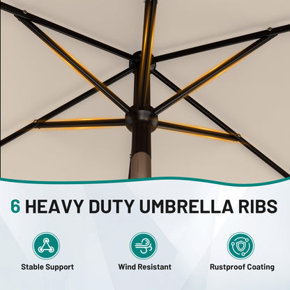 AreShark 6.5' x 10' Rectangular Patio Umbrellas for Outdoor, Outdoor Table Umbrella, Large Outdoor Patio Umbrellas with 6 Sturdy Ribs for Pool, Garden, Deck & Market (Cream-White)