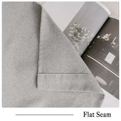 NICETOWN Soft Cotton Washed Linen Curtains 84" Length, Room Darkening Window Treatments for Bedroom, Grey, 1 Pair=104" Width