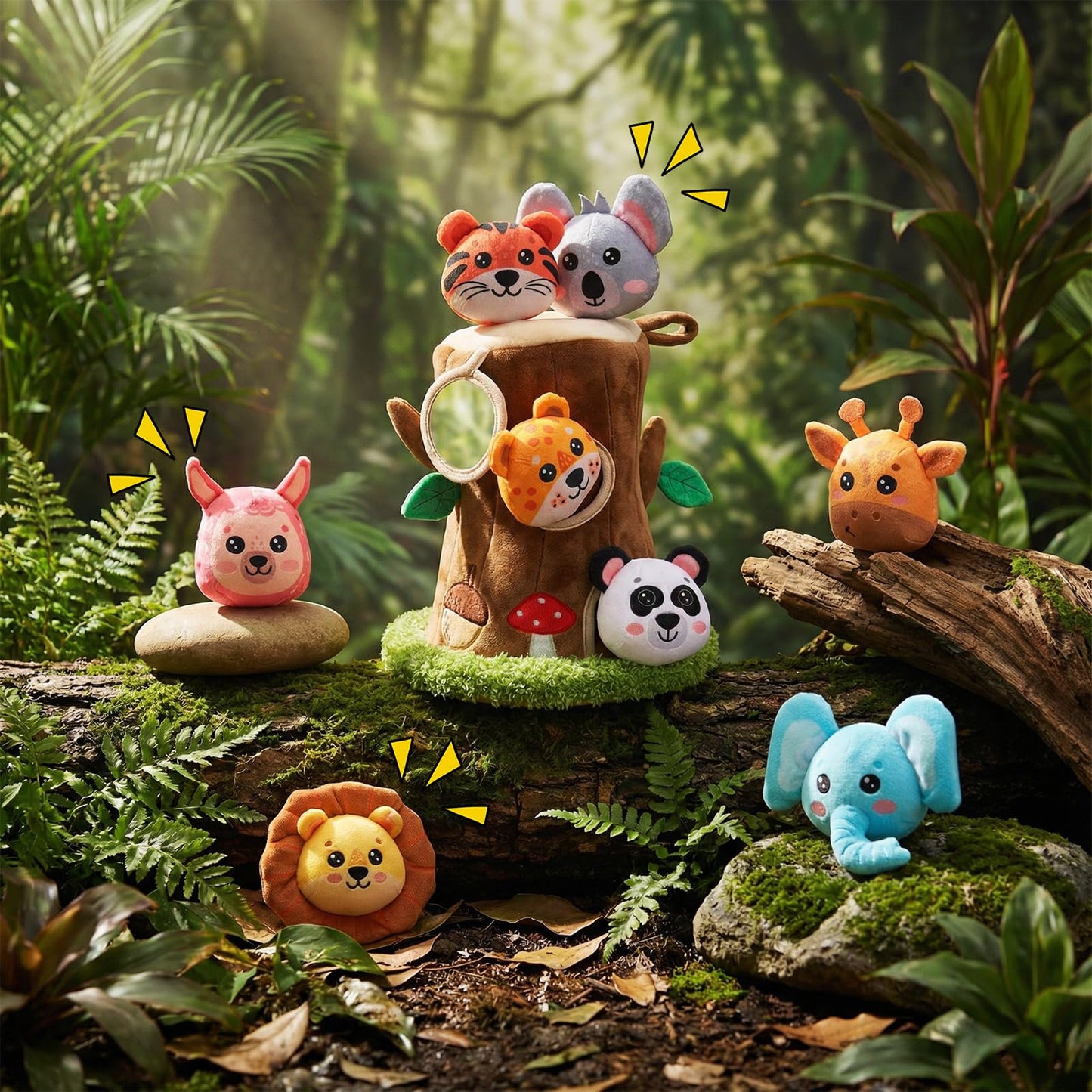 Arrowbash 13 Pcs Plush Animal Tree House Toy for Babies 6-24 Months, Hide and Seek Sensory Toy, Montessori Toddler Learning Toys, Soft Stuffed Animal Playset, Baby Development Toys Gift for Boys Girls