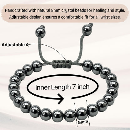 Amazing Gemstone Terahertz Stone Bracelet for Women Men's Gifts - Protection Healing Crystal Bracelet - 8mm Gemstone Beaded Adjustable Bracelet