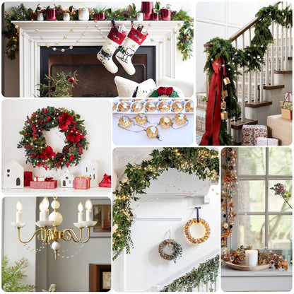 LEFERS 9.8Ft Crystal Glass Balls Christmas Garland,48 Beads 16mm Faceted Prism Beads Strands Hanging Ornament Decoration for Christmas Tree Centerpieces Wedding Party (Gold)