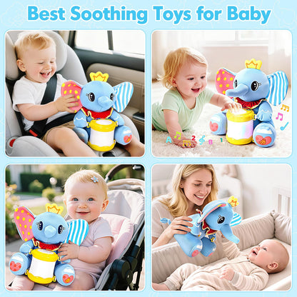 Hodurgyi Baby Toys 6-12 Months, Elephant Musical Plush with Lights, ABCs, Animal Sounds, Numbers, Infant Early Learning Toy,Christmas Birthday Gifts for 6+ Month Boys &Girls