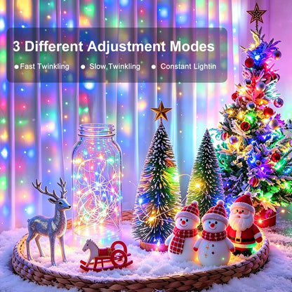 8 Pack Fairy Lights Battery Operated, 7ft 20 LED 3 Modes Speed Twinkle Mini String Lights Waterproof Silver Wire Firefly Starry Lights for Mason Jars Wedding Party Christmas Easter Decorations