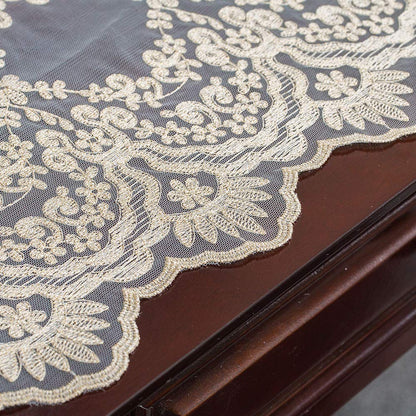 ARTABLE Rectangle Table Runner Lace Macrame Embroidered Table Runners with Exquisite Vintage Shabby Chic for Holiday Wedding Long Dinner Tables (Light Gold, 12 x 36 Inch)