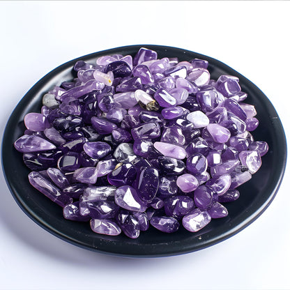 SigMntun Polished Amethyst Crystal Chips 200 Pcs - 0.3" 10 oz Tumbled Stone Chips Crushed Sea Glass Stones Healing Reiki Crystal Making Home Decoration