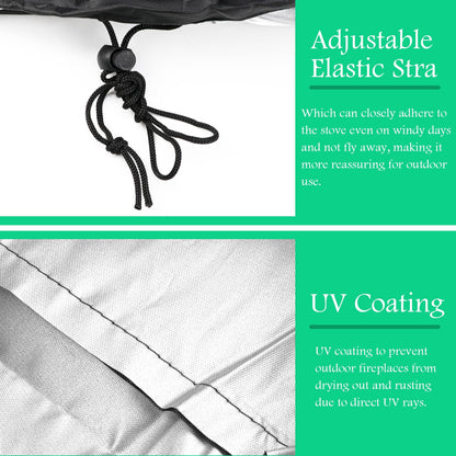 Chiminea Cover Waterproof Protective Cover Patio Furniture Covers, Outdoor Fireplace, Adjustable Drawcord, Black, 59x31x12inch