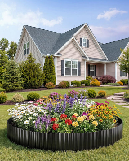 SOCONT Corrugated Metal Garden Edging, 6"×40Ft Durable Landscape Border for Garden, Lawn, Flower Beds and Paver Edging (Black)