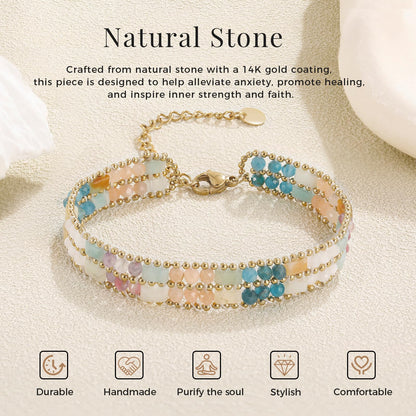 POMODA Boho Bracelets for Women Chakra Stackable Bohemian Bracelet Stack Energy Gemstone Crystal Healing Layered Summer Vacation Natural Stone Handmade Beach Jewelry for Women