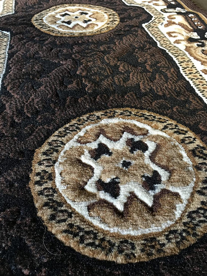 YHSF Traditional Floral Area Rug - Washable Carpet for Living Room, Bedroom, Entryway, or Kitchen - Easy Clean Colorful Flower Rug - Black, 2 ft x 7 ft