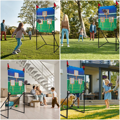GOODLYSPORTS Football Toss Game with 4 Inflatable Balls + 66" Throwing Target - Football Target Practice for Kids + Football Gifts for Boys 8-12 - Carnival Games for Kids + Yard Games for Adults