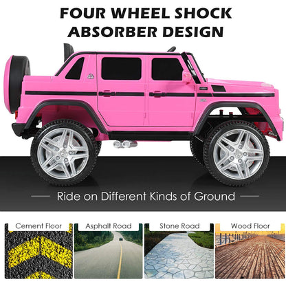HOMGX Ride On Car, 12V Battery Powered Truck w/2.4G Remote Control, Motorized Toy w/3 Speeds & Spring Suspension, Double Door w/Lock, Licensed Mercedes-Benz Electric Cars for Kids (Pink)