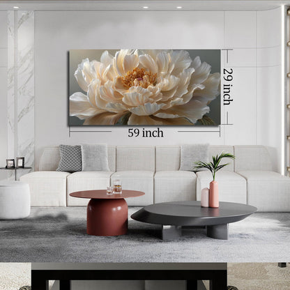 Ouzzlie Large Flower Canvas Wall Art Floral Wall Decor Light Yellow Peony Picture Art for Bedroom Living Room Office Modern Artwork Posters 29" x 59"