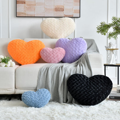 ZCNYCLAM Heart Pillow, Soft Heart Shaped Pillow with Room Decorative Throw Pillows for Bed Couch Chair Sofa, Heart Shaped Cute Throw Pillow Cushion for Bedroom Living Room (Black, Mini 12.9" x 9.8")