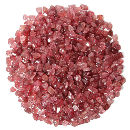 1.1lb Natural Crushed Red Strawberry Quartz Crystal Tumbled Chips-Healing Crystals Chips Bulk, Crushed Crystal Gemstones for Crafts, Beautiful Package for Gift(Red Strawberry Quartz)