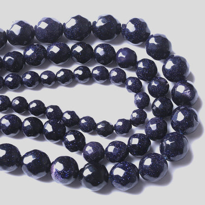8mm 45pcs Natural Blue Sandstone Faceted Stone Beads for Jewelry Making DIY Bracelet Necklace Accessories 15" Energy Healing Power Stone Beads (Faceted Blue Sandstone, 8mm)