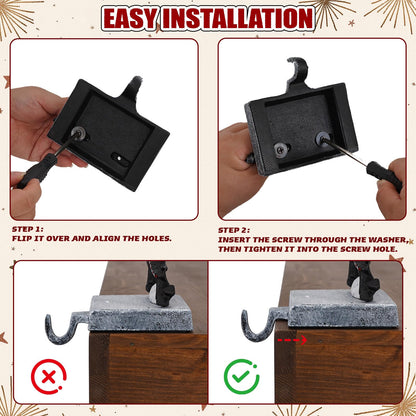 IGOHEALS Stocking Holders for Mantle – 3D Christmas Stocking Holder Heavy Duty Cast Iron Garland Hangers for Mantel with Non-Slip Base | Xmas Decor, Sturdy Fireplaces Hook (Pine Cone and Santa)