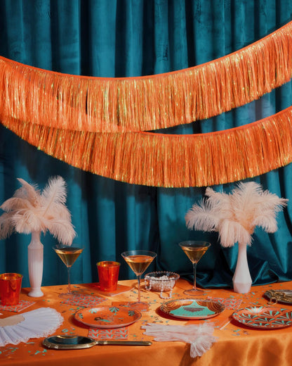 xo, Fetti Orange Fringe Banner - 4 ft | Showgirl Party Garland, Halloween Decor, Birthday Backdrop, Fiesta Vibes, Fall Party Decorations, Girly Celebration